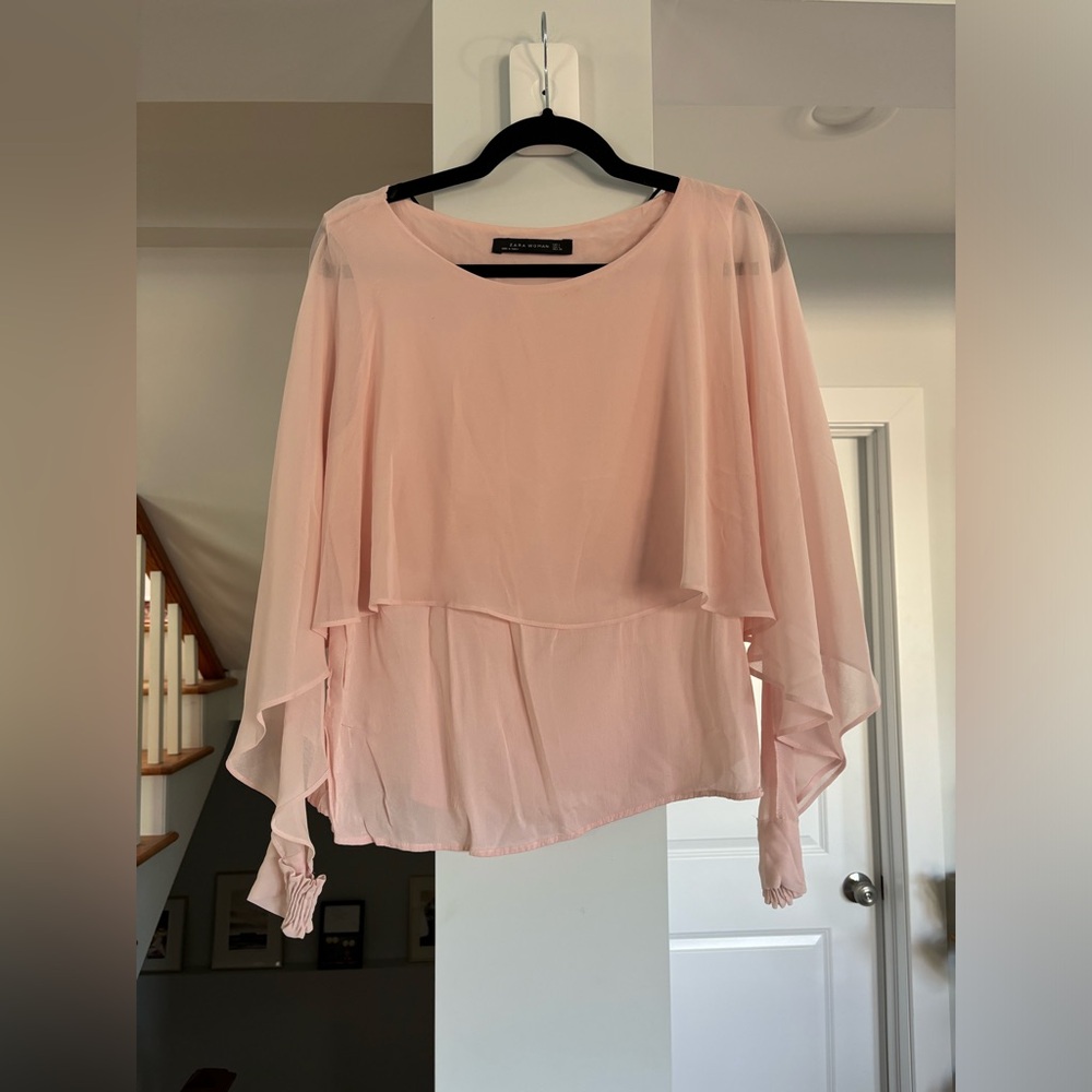Zara cape blouse in Blush - Size Large